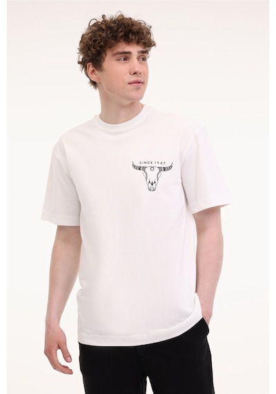 Wrangler Loose Fit Grafik Logo Beyaz Erkek Kısa Kol T-shirt 000000000102265396 Beyaz