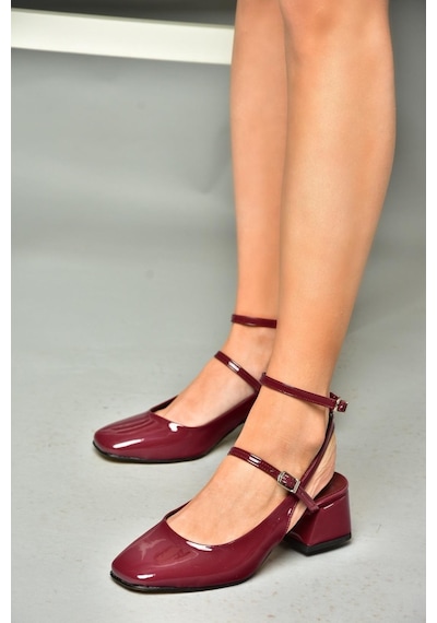 Fox Shoesp654137008 Bordo Rugan Mary Jane Alçak Topuklu Kadın Ayakkabı Maryjane Bordo
