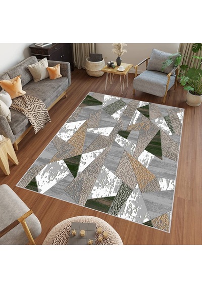 Rovigo Home Dijital Baskı Yıkanabilir Kaymaz Taban Salon Halısı Rvg0456 Gri