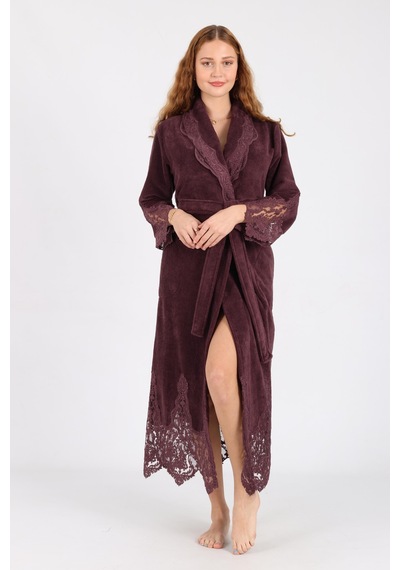 Dantelli Bambu Cotton Triga Bornoz MÜRDÜM