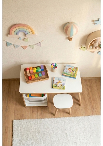 Çocuk Masa Takımı 90x45 Cm 3 Sepetli Çocuk Çalışma Masası Aktivite Masası Yaz-sil 1 Adet Tabureli Beyaz Çocuk Masa Takımı 90x45 Cm 3 Sepetli Çocuk Çalışma Masası Aktivite Masası Yaz-sil 1 Adet Tabureli Beyaz