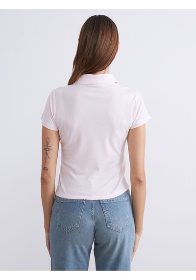 Lcw Everyday Pembe Polo Yaka Kadın Tişört