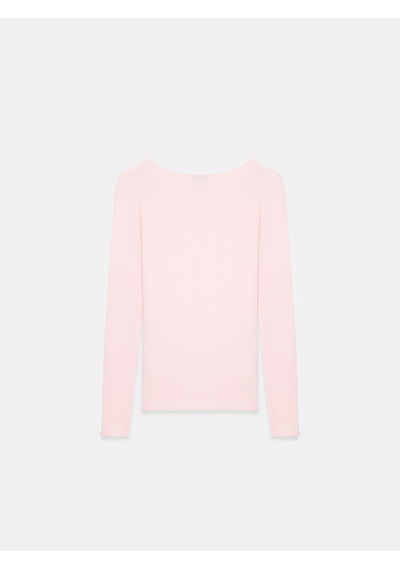 Dilvin 10840 Kayık Yaka Kaşmirli Ultra Hafif Triko Kazak-toz Pembe Toz Pembe