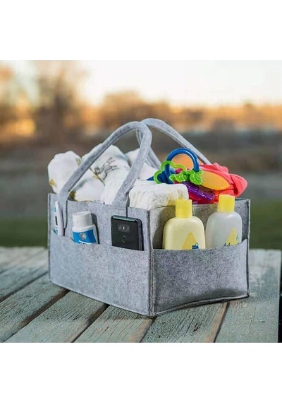 Keçe Anne Bebek Bakım Çantası Organizer Gri, Keçeden Bebek Çantası Keçe 45 X 45 Gri Diğer