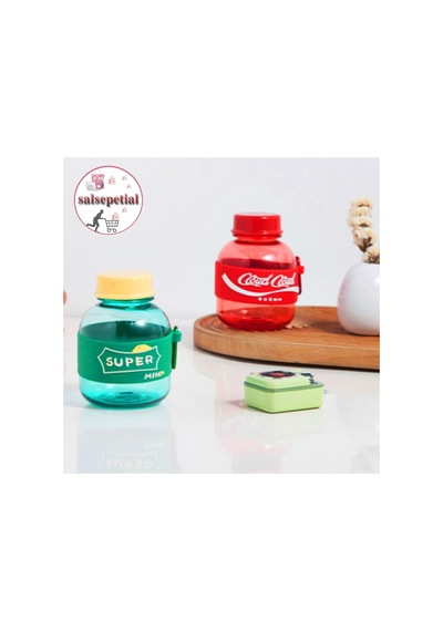 Mini Renkli Su Şişesi 350ml Figürlü Renkli Mini Suluk Matara 350ml Kırmızı