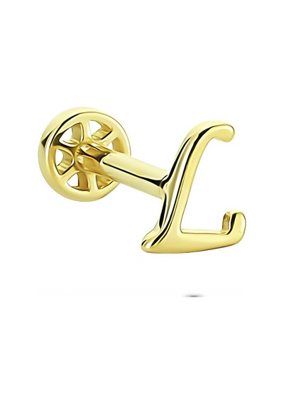 Glorria Altın L Harfi Tragus Piercing Sarı