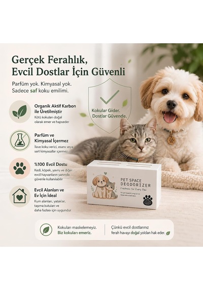 Tr Pet Space Deodorizer Doğal Aktif Karbon Koku Giderici 75 G, Kedi Kumu, Evcil Hayvan Yatağı, Kafes Ve Ev İçin Par