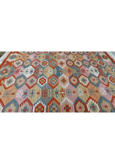 Algelsineve Elmas Desen Kilim El Dokuması Tadında Otantik Görünüm Çok Renkli