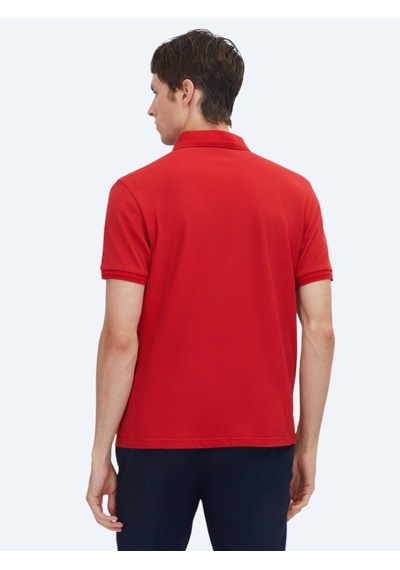 Kırmızı Düz Polo Yaka %100 Pamuk T-shirt kırmızı