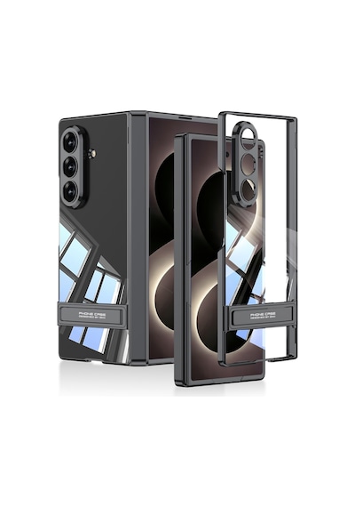 Teleplus Samsung Galaxy Z Fold 8 Ultra Kılıf Kamera Korumalı Şeffaf  Standlı Kapak