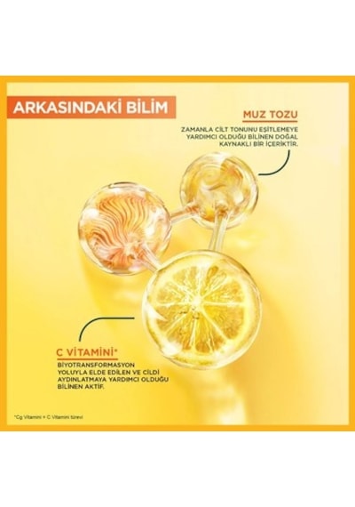 Garnier C Vitamini Parlak Aydınlatıcı Göz Kremi 15ml, 4% Niasinamid, Kafein, Vitamin C, Muz