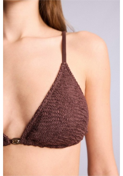 Defacto Regular Fıt Kırışık Dokulu Kumaş Kahverengi Bikini Üstü E0205ax26smbn341 Kahve-bn341