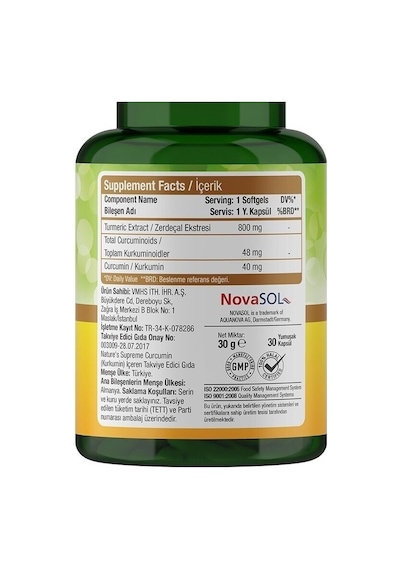 Nature's Supreme Curcumin 30 Yumuşak Kapsül