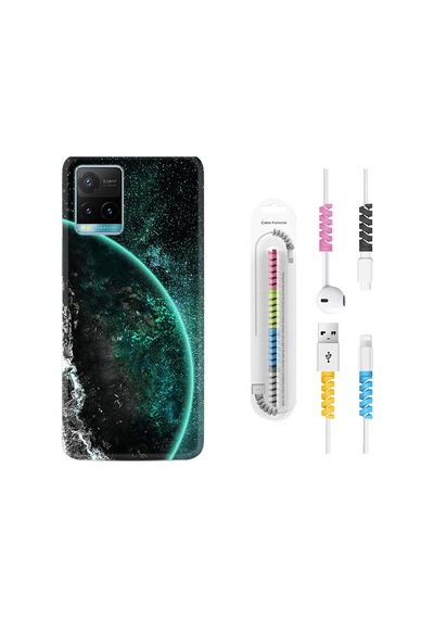 Vivo Y21 Kılıf Kablo Koruyuculu Green World 1856