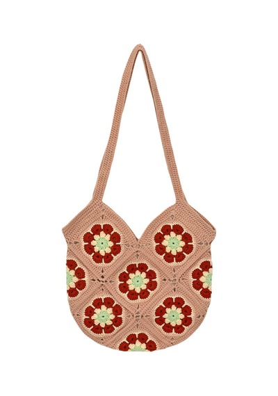 Baglan El Örgüsü Motif Desenli İçi Astarlı Omuz Çanta Bgl-st04725 Pudra