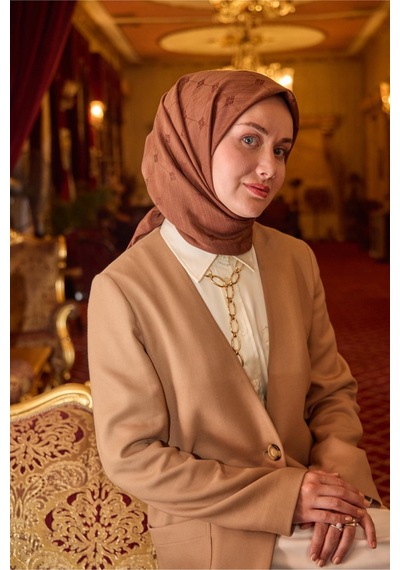 Silk Home Monogram Pamuk İpek Eşarp 130001-22 Çikolata Kahve