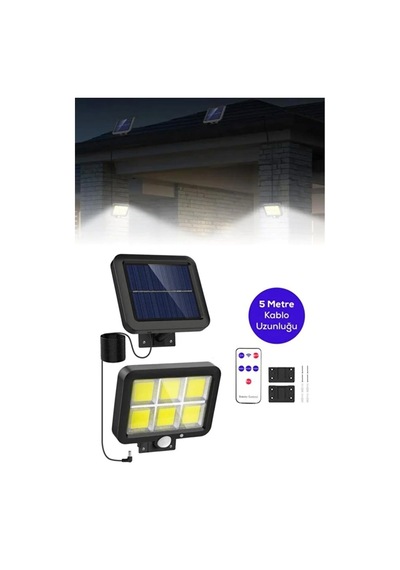 Solar Enerjili Hareket Sensörlü Led Lamba Kablolu Ve Güneş Panelli Otomatik Dış Mekan Aydınlatma Wb-3023