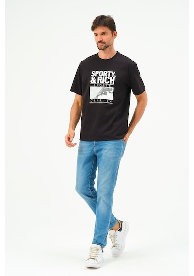Rich Erkek Oversize Pamuk Tişört T-shirt SIYAH