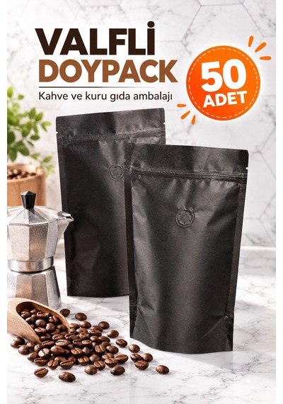 Valfli Doypack Ambalaj Poşeti 16x24,5+8 Cm 50 Adet