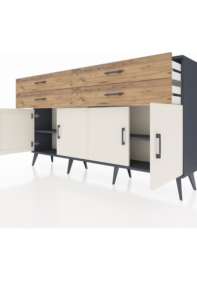 Arges Konsol 2 Raflı 4 Çekmeceli 8 Kapaklı 176x30x99 Antrasit-ayt Antrasit-aytaşı/çam Arges Konsol 2 Raflı 4 Çekmeceli 8 Kapaklı 176x30x99 Antrasit-ayt Antrasit-aytaşı/çam