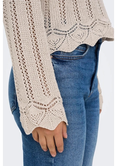 Only Kadın Regular Fit V Yaka Bej Örme Kazak - 15339529 Bej