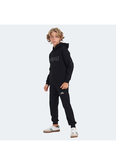 Slazenger  LEXUS Çocuk Kapüşonlu Cepli Siyah Sweatshirt