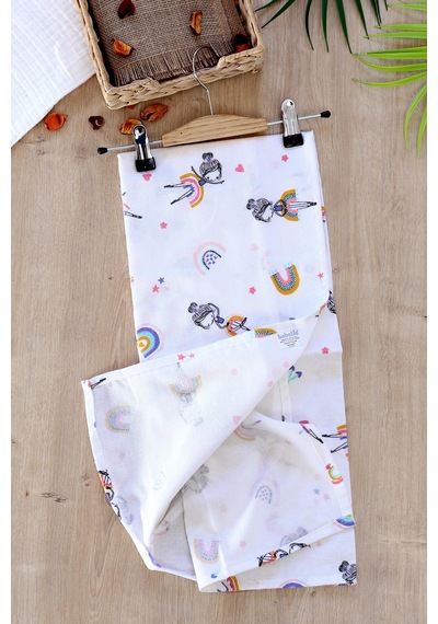 Kız Erkek Bebek Unisex Pazen Kundak Battaniye Stl6595 Beyaz - Fuşya