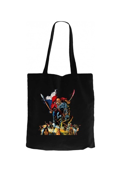 Iron Maiden Warriors Siyah Fermuarlı Bez Çanta Gabardin