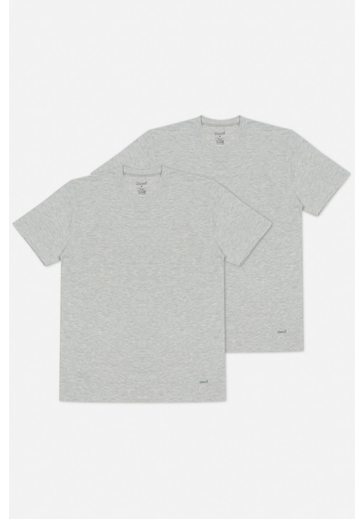 Kom James Bisiklet Yaka 2'li Erkek Tshirt - Gri