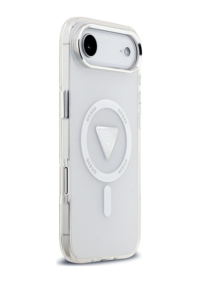 Apple Uyumlu iPhone 17 Air Kılıf Guess Lisanslı M-safeli Iml Baskılı Üçgen Logolu Metal Kamera Çerçeveli Şeffaf Şeffaf