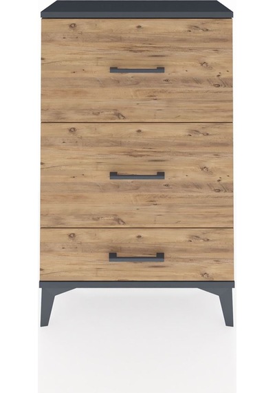 Arges Komodin 3 Çekmeceli 60x30x96 Antrasit-çam Antrasit