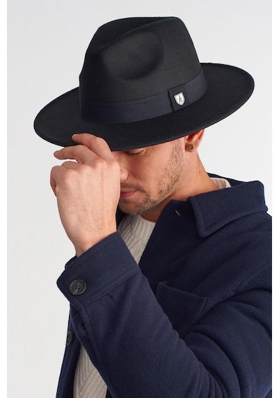 Külah Erkek Büyük Beden 60cm Siyah Fedora Şapka - Siyah