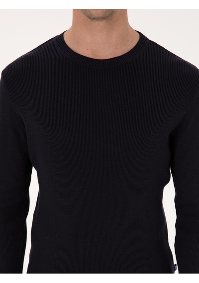 Cacharel Lacivert Slim Fit Pamuk Karışımlı Bisiklet Yaka Selanik Örgü Triko Kazak Cacharel Lacivert Slim Fit Pamuk Karışımlı Bisiklet Yaka Selanik Örgü Triko Kazak