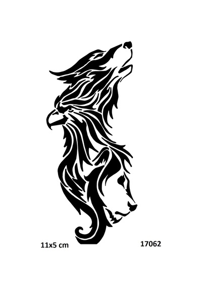Airbrush Tattoo Aslan Kurt Kartal Yapışkanlı Stencil Süsleme Ve Boyama Kalıbı