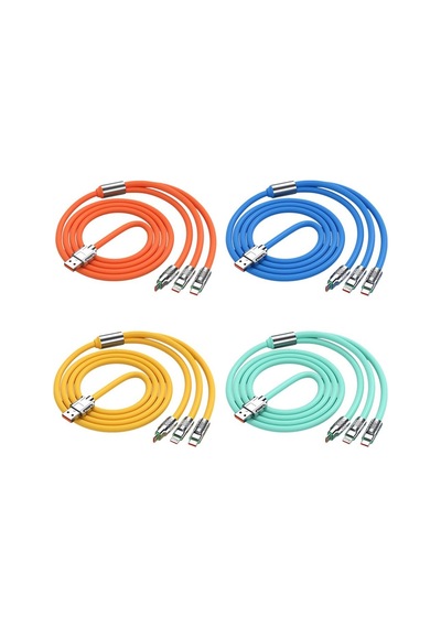 Fonken 3 In 1 6A Usb Hızlı Şarj Kablosu Mikro Usb/tip-c/ios Şarj Kablosu Huawei Samsung Xiaomi İçin Sarı