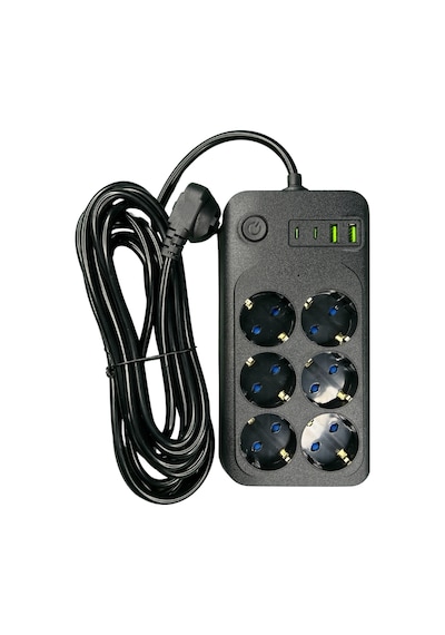 Techmaster 2 Usb 2 Type-c Akım Çocuk Korumalı 6lı Priz 5mt Kablo Diğer