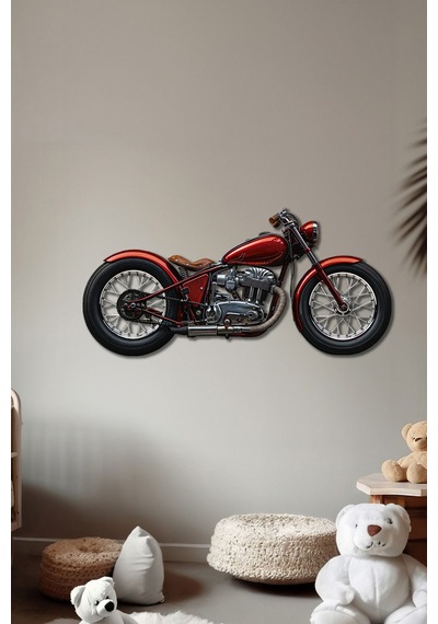 Kırmızı Motor Renkli Metal Tablo