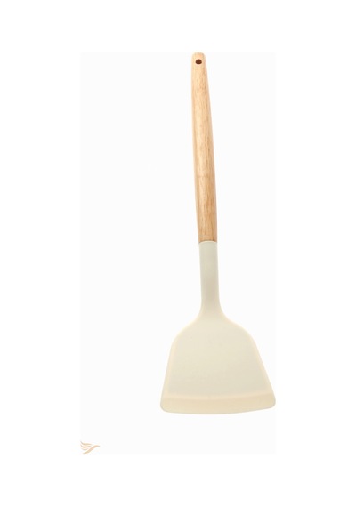 Bambu Saplı Silikon Spatula Silikon Ekru Diğer