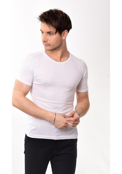 Erkek Slim Fit Bisiklet Yaka Kısa Kollu T-Shirt Tişört 10 Renk