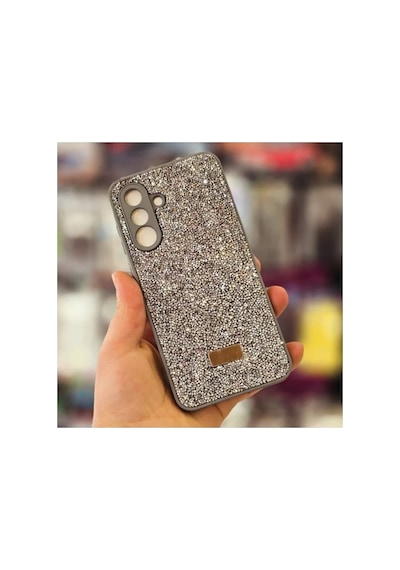 Samsung A56 İle Uyumlu İnce Parlak Taşlı Premium Sw Telefon Kılıfı 1 Renk Siyah