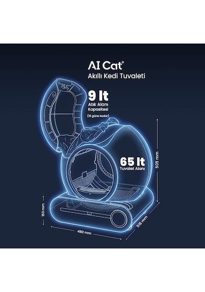 AI Cat Akıllı Kedi Tuvaleti - Otomatik Temizlenen Kapalı Kedi Kum Kabı (Poşet Hediyeli ve Elekli Paspas) AI Cat Akıllı Kedi Tuvaleti - Otomatik Temizlenen Kapalı Kedi Kum Kabı (Poşet Hediyeli ve Elekli Paspas)