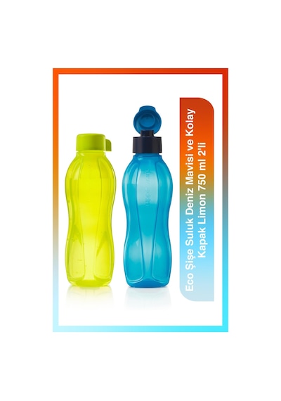 Tupperware Eco Şişe Suluk Deniz Mavisi ve Kolay Kapak Limon 750 ml 2'li