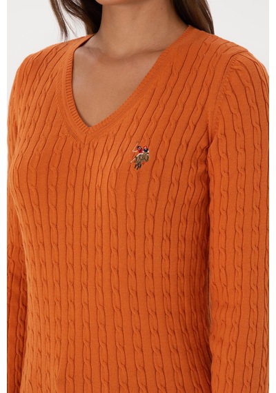 U.S. Polo Assn. Kadın Bakır V Yaka Basic Kazak 50307700-VR182