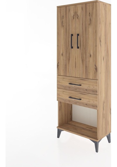 Arges Dolap Tek Raflı 2 Çekmeceli Tek Askılı 60x30x163 Çam-çam Atlas Çam