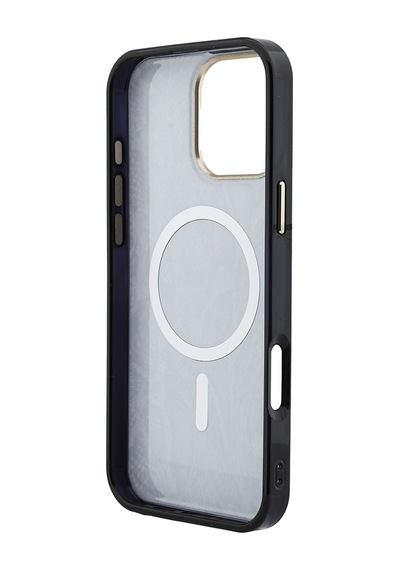 Apple Uyumlu iPhone 16 Pro Max Kılıf Guess Lisanslı M-safe Özellikli Yazı Logolu Python Desenli Kapak Siyah