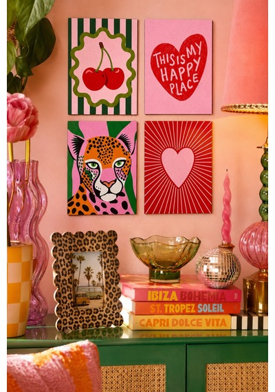 Retro & Pop Art Desenli Tablo Seti 4'lü Set 15x20 Cm, 3 Mm Mdf, Uv Baskı