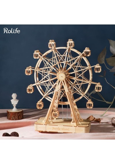 Rolife Tgn01 Dönme Dolap Görünümlü Müzik Kutusu Music Box Ferris Wheel Dıy Minyatür Maket Model Seti Ahşap 3d Wooden Puzzle 3d Model Kit Detaylı Dekoratif Hobi Seti Ahşap Maket