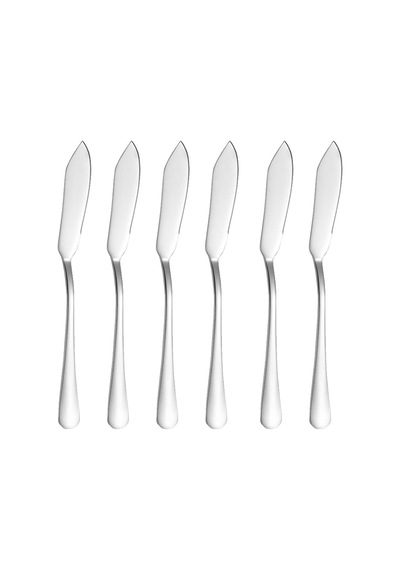 1010 Çelik 6 Adet Silver Renk Sofra Balık Kesme Bıçağı Cin742by-6 Açık Ceviz