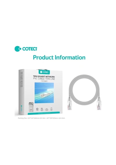 15 Metre Cat7 Ethernet Kablosu 10gbps 600mhz Slim İnce Rj45 Yüksek Hızlı İnternet Modem Kablosu
