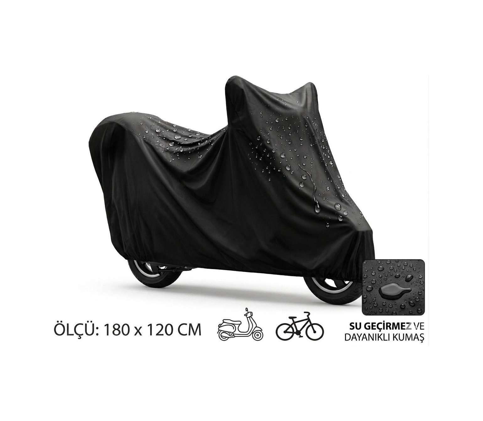 Branda & Sele Örtüsü Motosiklet Ve Scooter Koruma Brandası Su Ve Toz Geçirmez 180x120 Cm